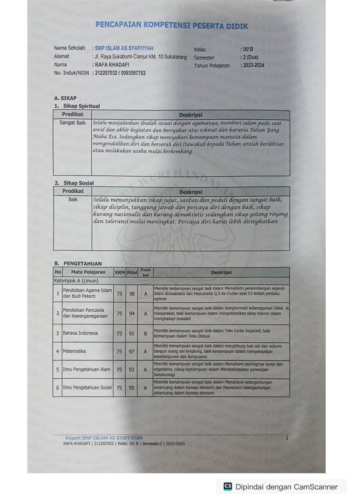 Nilai Akademik SMP