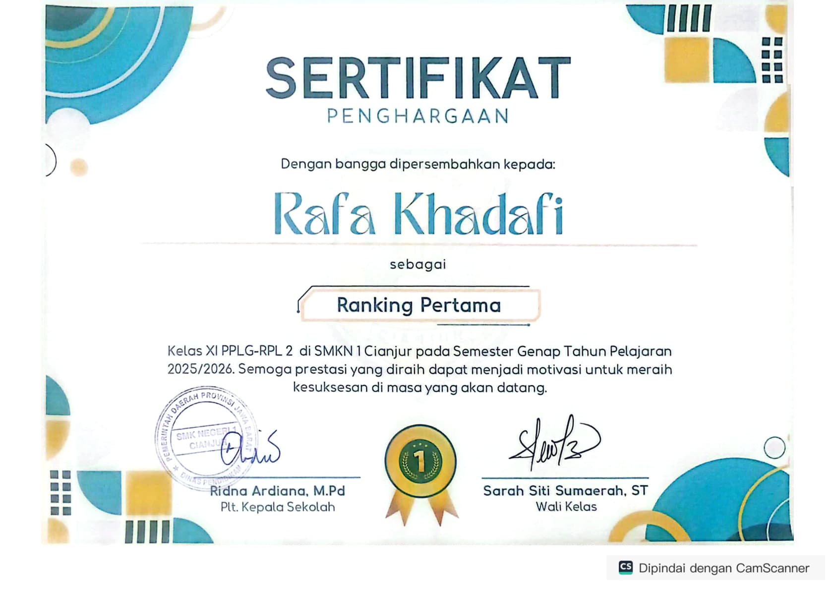 Sertifikat Ranking